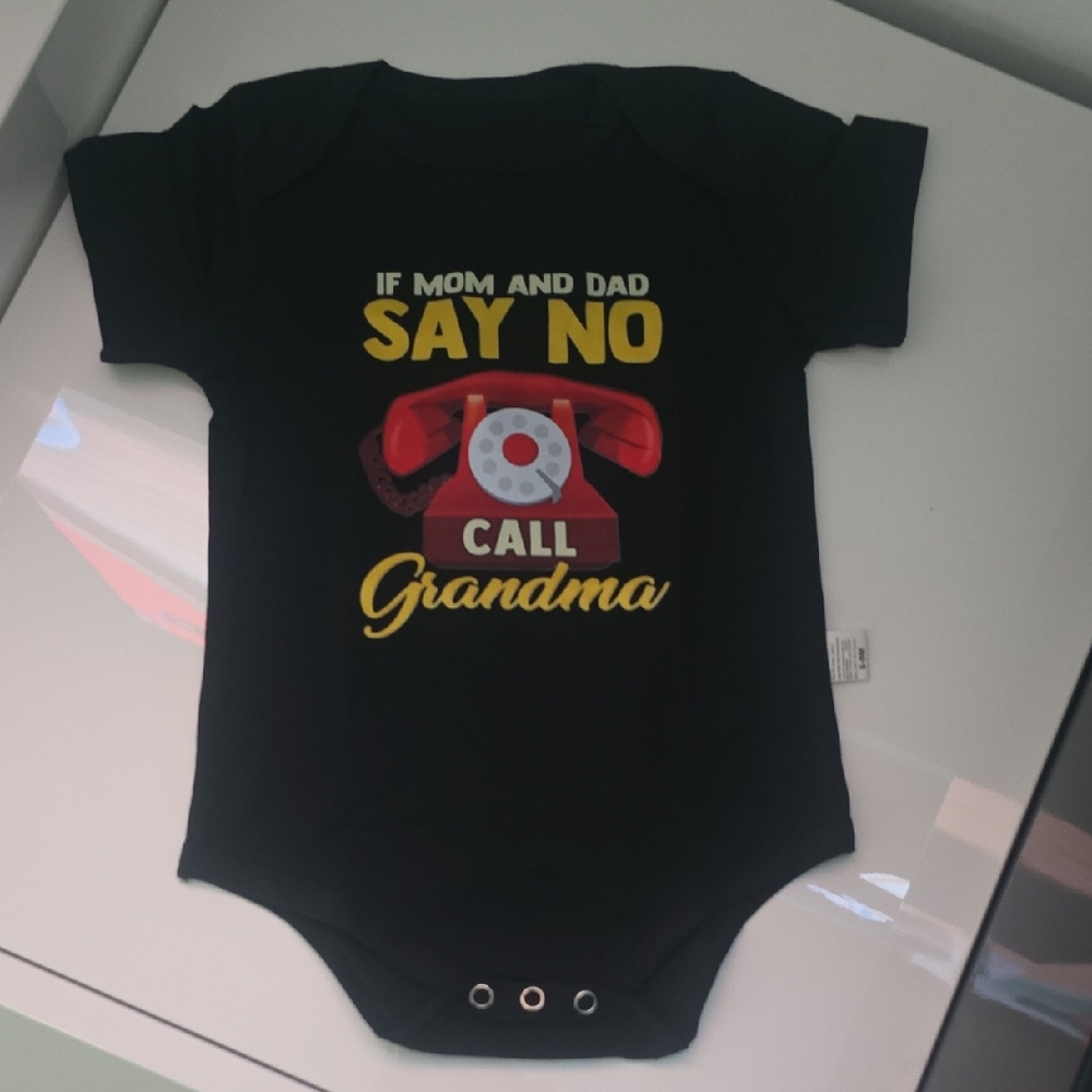 Black Baby Onesie with Fun Graphic 6-9 Months NWT